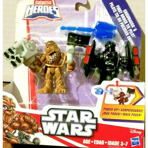 Star Wars Galactic Heroes Chewbacca & First Order TIE Pilot Hasbro Sealed - Picture 8 of 8